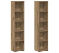Armadio per CD 2 pezzi, legno composito, 21 x 16 x 93,5 cm, 5 scomparti | Legno ingegneristico resistente all'umidità, per DVD e Blu-ray, stile moderno, per camera da letto, soggiorno, ufficio