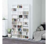Armadio per CD, bianco, 102 x 16 x 177,5 cm, in legno per CD, moderno, per soggiorno, ufficio