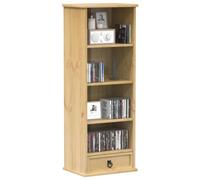 Armadio per CD Corona 40 x 30 x 110 cm, in legno massello di pino miele, portata 48 kg, scaffale compatto per CD, DVD e documenti, organizer versatile