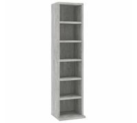 Armadio per CD, grigio cemento, in legno 21 x 20 x 88 cm, con 6 scomparti aperti, compatto, salvaspazio, per soggiorno e ufficio, come soluzione di archiviazione e spazio di archiviazione
