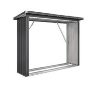 Outsunny Capanno Portalegna in Acciaio da Esterno, Base Rialzata e Tetto Inclinato, 213x66.5x150 cm, Grigio Scuro Aosom Italy