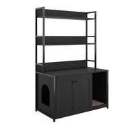 Armadio per gatti, mobile per lettiera per gatti con doppia porta e tiragraffi, casa per scaffale, 90 x 45 CMX132 cm, colore: nero