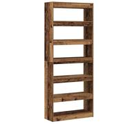 Armadio per Libri 6 Livelli 80 x 30 x 198 cm Legno Vecchio | Legno ingegnerizzato, 6 ripiani aperti, design minimalista, soggiorno moderno, spazio per libri e decorazioni