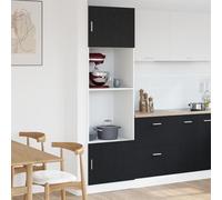 Armadio per microonde in rovere nero, 60 x 57 x 207 cm, in legno con quattro scomparti e due ante per una capacità ottimale di stoccaggio ed elegante organizzazione della cucina