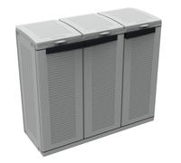 Armadio Per Raccolta Differenziata 102x39x88,7 cm 3 Ante in Polipropilene Ecocab Grigio
