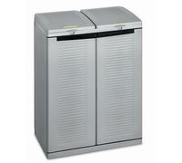 Armadio Per Raccolta Differenziata 68x39x88,7 cm 2 Ante in Polipropilene Ecocab Grigio