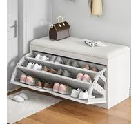 Armadio Per Scarpe Con Sedile 1-3 Livelli Scarpiera 50cm-100cm Larghezza Mobile Ingresso 30cm 24cm 17cm Profondità Bassa E Lunga Scarpiera Chiusa Scarpiera Piccola(White,31.5"Lx12"W/80x30cm)