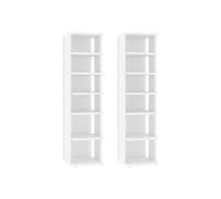 Armadio per scarpe - HELLOSHOP26 - Set di 2 - Legno ingegnerizzato - 6 ripiani - Bianco