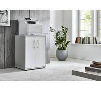 Armadio per stampante Office Edition con 2 ante, 2 ripiani, altezza 74 cm (grigio chiaro/bianco opaco)