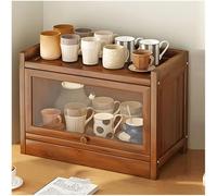Armadio per Stoviglie da Tavolo da Cucina, Cestino per Pane in Legno di Grande capacità con Porta in Vetro, Organizer per Fattoria in Legno, 2 Strati, 1layer, 60cm/23.6in