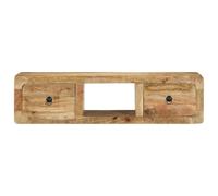 Armadio per TV in legno massello di mango grezzo 100 x 32 x 25 cm con 2 cassetti, salvaspazio e stabile, ideale come mobile TV e console multimediale per soggiorno con spazio di archiviazione