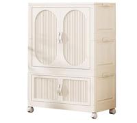 Armadio pieghevole armadio armadio armadio con ripiani in polipropilene e metallo, regolabile, ruote girevoli con freni, chiusura magnetica, design salvaspazio (65 x 37 x 94 cm)