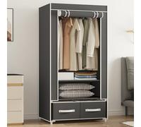 Armadio pieghevole grigio per camera da letto armadio portatile in tela compatto piccolo armadio per organizzazione salvaspazio ideale per uso domestico e dormitorio