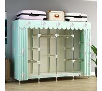Armadio pieghevole in tessuto con ripiani con cerniera e asta per appendere la camera da letto, organizer per armadio, 201 x 45 x 170 cm, soluzione salvaspazio per vestiti e accessori