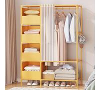 Armadio pieghevole portatile di grande capacità con cesto portaoggetti e ganci multifunzionali, ideale per dormitori e camere da letto