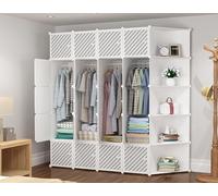 Armadio pieghevole portatile modulare in plastica a forma di cubo nizer, scarpiera multifunzione e mensola per camera da letto, corridoio, ingresso, vestiti, scarpe e giocattoli, bianco