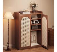 Armadio Porta Router Wifi in Bambù,Scatola Router WiFi Scatola di Immagazzinaggio, Con Ripiani Regolabili Armadio Multifunzionale Indipendente Con 2 Ante,Per Soggiorno E Uffici.(Brown,59*25*97cm)