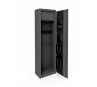 Armadio Portafucili Armi Blindato Fuciliera in Acciaio con Serratura Digitale e Chiave, Tesoretto, Tasca Porta Oggetti, Cassaforte Sicura Florida Grigio Scuro 148x30x25 Cm (3 Posti)