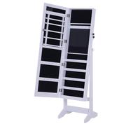 Armadio Portagioie a Specchio con 20 Luci LED Bianco 40x37x146 cm