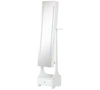 Armadio Portagioie a Specchio con Luci LED 37x30x158 cm in MDF Bianco