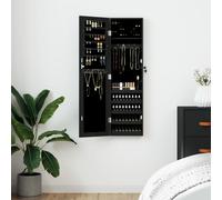 vidaXL Armadio Portagioie con Specchio a Muro Nero 30x8,5x106 cm