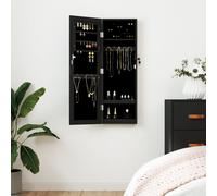 vidaXL Armadio Portagioie con Specchio a Muro Nero 30x8,5x90 cm