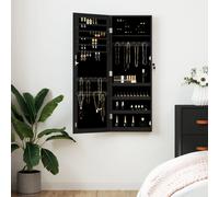 vidaXL Armadio Portagioie con Specchio a Muro Nero 37,5x10x106 cm