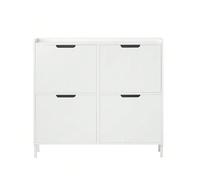 Armadio portascarpe con 4 cassetti a ribalta, mobile contenitore e organizzatore per scarpe, bianco, dimensioni W100 x D19 x H91cm Scarpiera Slim Salvaspazio Scarpiera Mobiletto da Ingresso Armadio Po
