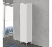 Armadio Portascopa da 40 cm, Linea Way, 1 Anta Reversibile, Colonna Bagno Slim con 3 mensole Interne (Bianco Lucido)
