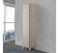 Armadio Portascopa da 40 cm, Linea Way, 1 Anta Reversibile, Colonna Bagno Slim con 3 mensole Interne (Rovere Chiaro)