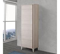 Armadio Portascopa da 60 cm, Linea Way, 1 Anta Reversibile, Colonna Bagno Slim con 3 mensole Interne (Rovere Chiaro)