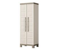 Pidema Armadio tuttopiani da esterno con 4 ripiani beige. Armadietto multiuso portascopa tortora da giardino misure H182x65x45 cm. - 8013183116071