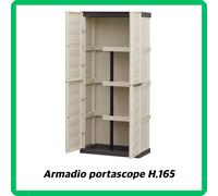 armadio portascope da per esterno porta scope giardino in pvc plastica 2 ante