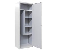 Armadio Portascope in Metallo Preverniciato con Serratura e Chiave - Dimensioni L60 x P40 x H180 cm - Colore prev. Bianco-Grigio - Fornito di Kit di Montaggio e QR code per Video Istruzioni