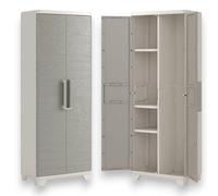 Armadio portascope in resina da esterno a 2 ante effetto legno chiudibili con lucchetto Linear Wood Keter