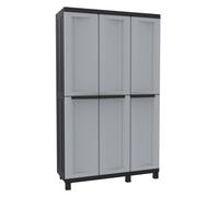 Armadio Portascope Modulare da Esterno 102x39x170 cm 3 Ante 3 Ripiani in Polipropilene Twist Grigio e Nero