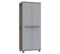 Armadio Portascope Modulare da Esterno 68x37,5x170 cm 2 Ante 4 Ripiani in Polipropilene Jrattan Tortora e Grigio