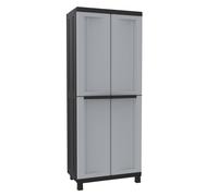 Armadio Portascope Modulare da Esterno 68x39x170 cm 2 Ante 4 Ripiani in Polipropilene Twist Grigio e Nero