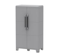 Armadio Portascope Modulare da Esterno 78x43,6x143 cm 2 Ante 2 Ripiani in Polipropilene Transforming Grigio e Nero