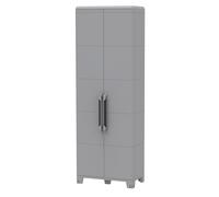 Armadio Portascope Modulare da Esterno 78x43,6x225,8 cm 2 Ante 5 Ripiani in Polipropilene Transforming Grigio e Nero