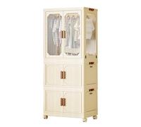 Armadio portatile - Armadio pieghevole con ante magnetiche trasparenti ruote e 10 grucce - Soluzione perfetta per camera da letto e soggiorno