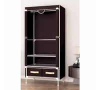 Armadio portatile con 2 cassetti, armadio in tessuto per appendere vestiti, organizer per vestiti domestici