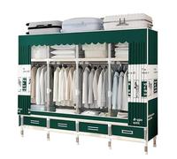 Armadio portatile con 3 aste e ripiani portaoggetti, tessuto non tessuto, design stabile, facile da montare, include 3 cassetti 200 x 46 x 191 cm