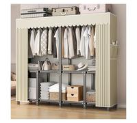 Armadio portatile con copertura, organizer per abbigliamento con aste per appendere, appendiabiti pieghevole per appendere vestiti, tubo in acciaio