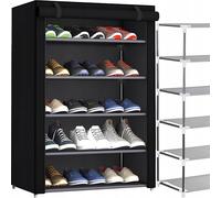 Armadio portatile con ripiani per scarpe 90 cm con coperchio nero