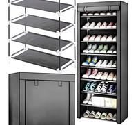 Armadio portatile con ripiani per vestiti o scarpe 160 cm con coperchio grigio