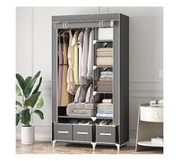 Armadio portatile in tela con 3 scatole portaoggetti pieghevole in tessuto per camera da letto, grande spazio di archiviazione, design nuovo base, 94 x 45 x 165 cm, grigio
