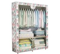 Armadio portatile in tessuto con struttura in metallo, elegante organizer per camera da letto per vestiti, soluzione pieghevole con grucce per panni, 160 x 110 x 45 cm