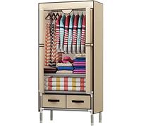 Armadio portatile in tessuto per riporre oggetti extra, tubo in acciaio, asta da appendere, organizer per camera da letto, mensola, armadio, uso stabile, 75 x 45 x 170 cm (colore crema)
