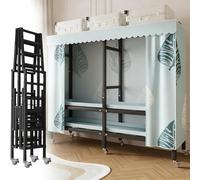 Armadio portatile per armadio, autoportante, resistente, con ruote, sistema di organizer pieghevole per vestiti, armadi chiusi per vestiti da appendere in camera da letto